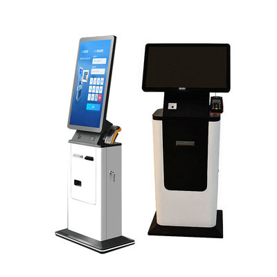 kaufen 32 Zoll Selbstbedienungskiosk-Maschine Kartenhäuser Bargeld-Akzeptierer QR-Code Pass-Scanner Hotel Scheck Zahlung SDK Gesichts online manufacture