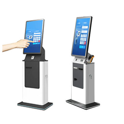 kaufen 27 Zoll 32 Zoll Zahlungskiosk Hotel Check-in Touchscreen Selbstbedienung Pass-Scanner Zahlungskioske Bargeldzahlung Ticketdrucker Maschine online manufacture
