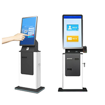 kaufen 27/32 Inch Hotel Krankenhaus Scheck Selbstbedienung Karte Dispenser Pass Scanner Ticket Drucker Bargeld-Akzeptierer Zahlung Kiosk SDK online manufacture