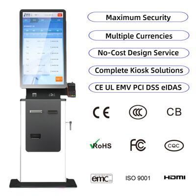 kaufen 27 Zoll Touchscreen Automatischer Selbstbedienungsbetrieb Einchecken im Supermarkt Kiosk Zahlungskarte Austeiler Reisepass Scanner Ticket SDK online manufacture