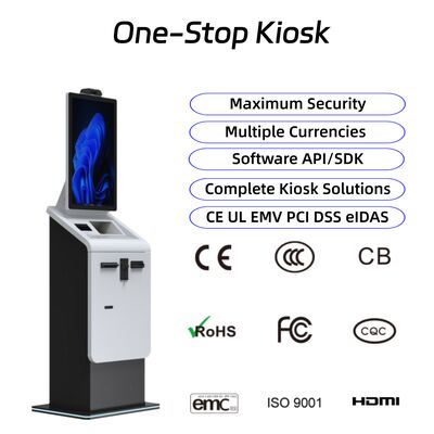kaufen Touchscreen Selbstbedienung Zahlung Kiosk Rechnung Ticket A4 Drucker Scanner Kartenhäuser Bargeld Recycler Kiosk Terminal online manufacture