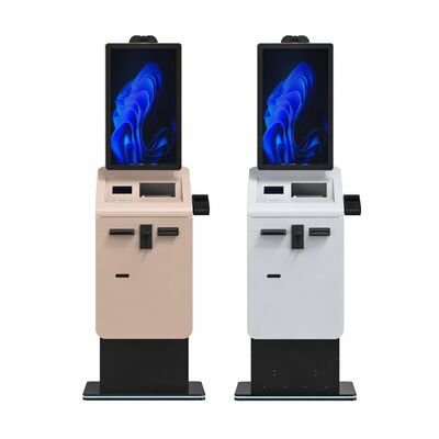 kaufen 27 32 Zoll Touchscreen Selbstbedienung Zahlung Kiosk mit Pass Scanner Kartenhändler Bargeld Münze Recycler SDK aktiviert online manufacture