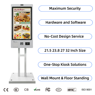 kaufen 21.5 27 32 Zoll Touchscreen Bestellkiosk Bargeldloses Restaurant Fast Food Wandmontage Selbstbedienung Bestellung Zahlungsterminal Kiosk online manufacture