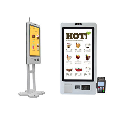 Wandmontage Touchscreen Selbstbestellkiosk mit Android/Win7/8/10 Betriebssystem Wärmedrucker