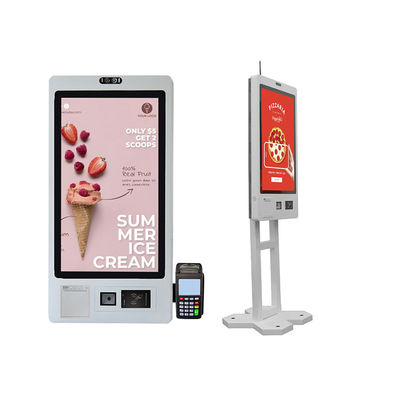 32-Zoll-Einkaufszentrum Automated Checkout Machine Touchscreen Digital Kiosk Printer QR Code Scanner
