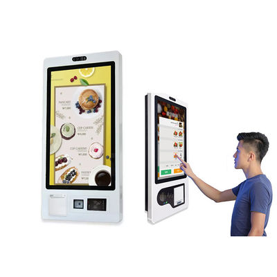 An der Wand befestigte Kioske des Restaurantkarten-Automaten mit Drucker und Scanner