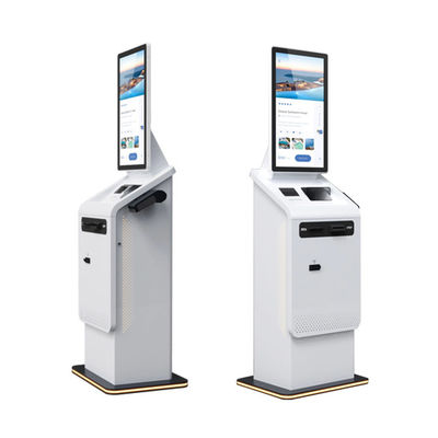 Hohes dauerhaftes Hotel überprüfen im Kiosk auf Geschäften mit Drucker-Scanner And Camera-Kiosk