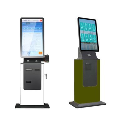 Custom Logo Check In Kiosk Metallgehäuse gehärtetes Glas Panel Elektrische Lesekarte