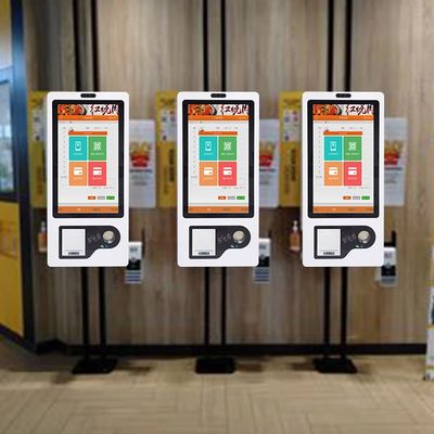27-Zoll-Selbstbedienungs-Bestellkiosk mit Ticket-Drucker QR-Scanner und RFID-Reader
