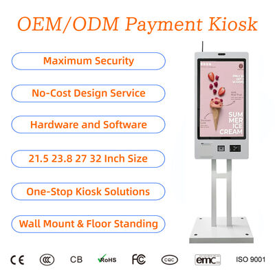 21.5/27/32 Zoll POS Touchscreen Selbstauszahlmaschine Zahlungsterminal Fast Food Selbstbestellkiosk für Restaurant